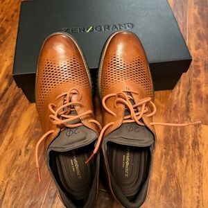Cole Haan Tan Perforated Leather Zerogrand Oxford